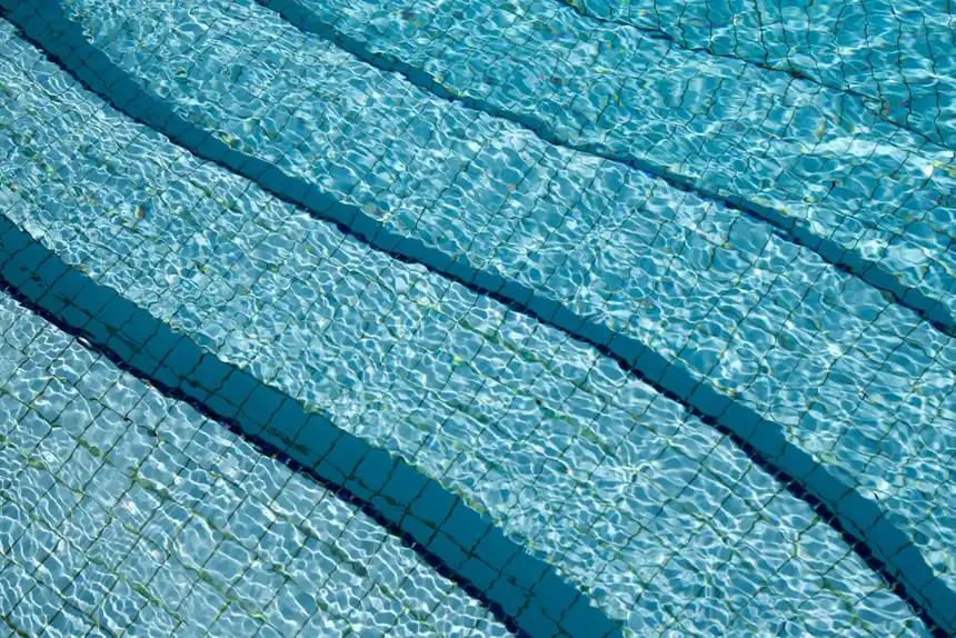 Pool tile under clear water